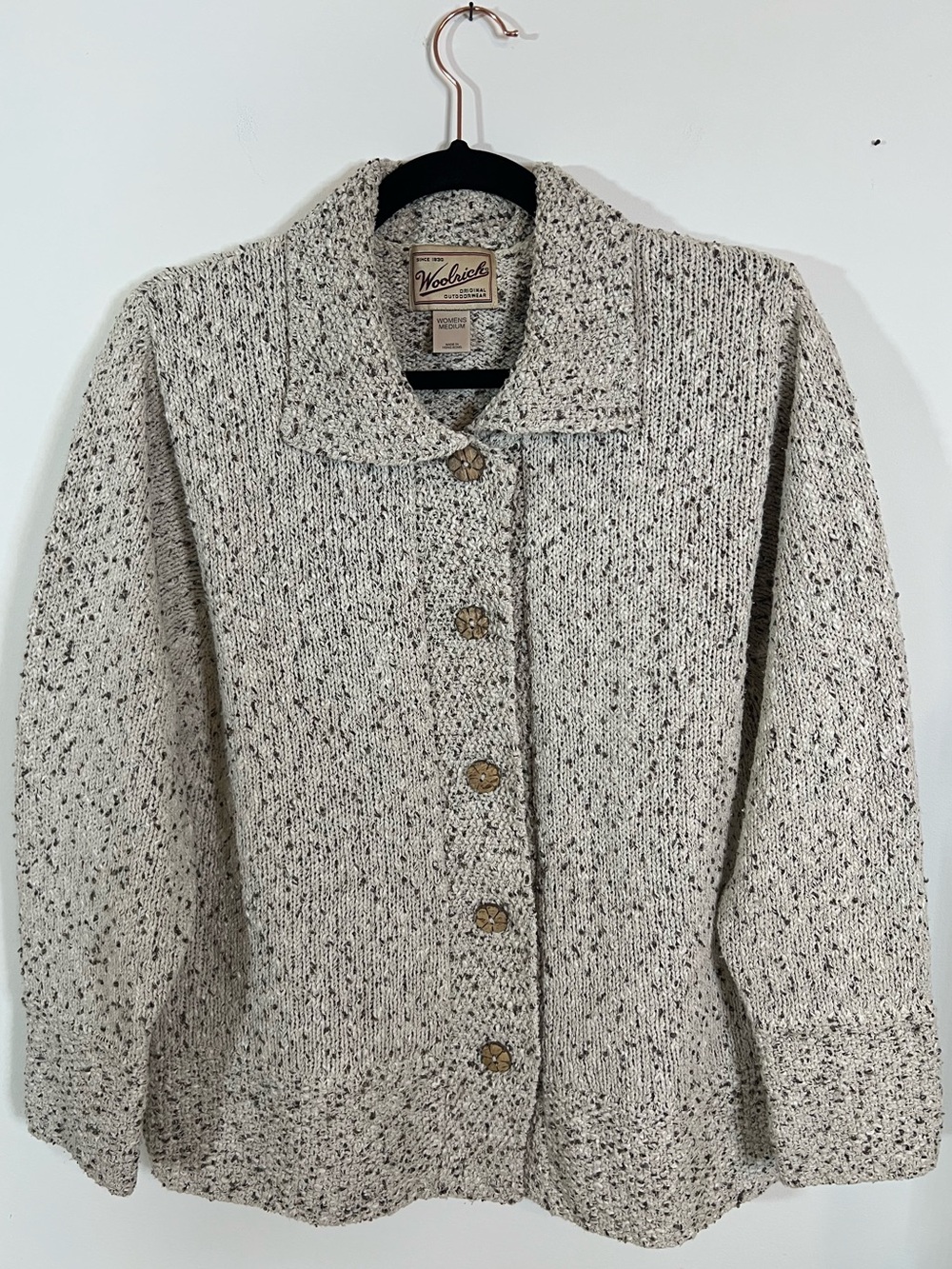 Woolrich Silk Blend Speckled Button Down Cardigan | M